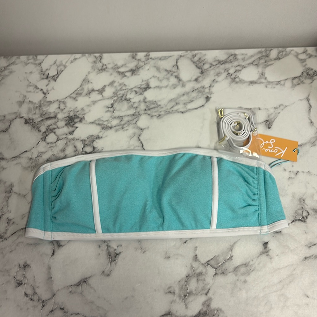 Kona Sol Blue Strapless Bikini Top Size Medium Nwt